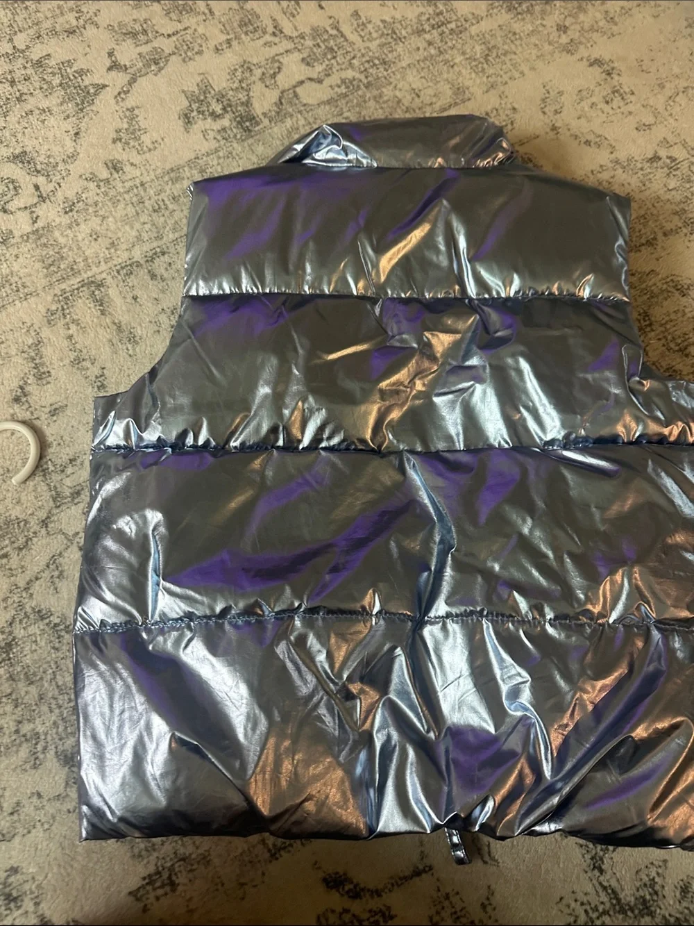 Old Navy Metallic Silver Kids Puffer Vest